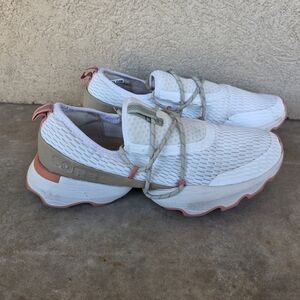 Sorel Kinetic Impact White Brown Lace Running Shoes Womens Size 9.5 NL4694-125